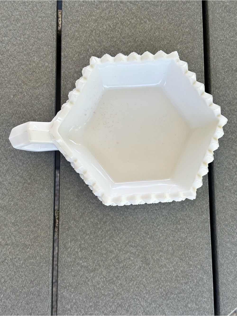 Vintage Westmoreland Glass Company Hexagonal Hobnail Milk Glass Dish - White